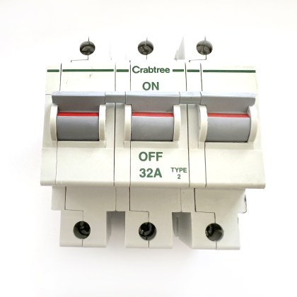 Crabtree Polestar 632/32 32A 32 Amp 3 Pole Phase MCB Circuit Breaker Type 2